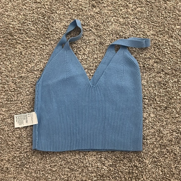American Eagle Blue Ribbed Knit Sweater and Tank - Picture 7 of 9